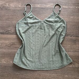 Women's Green Eyelet Tank Top